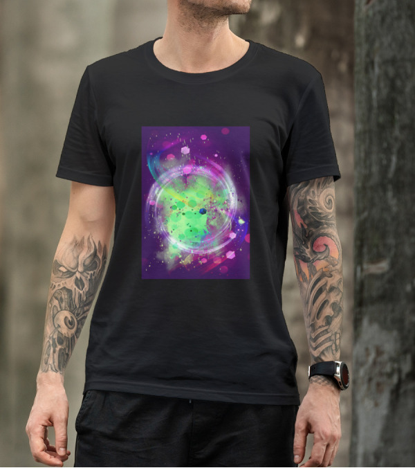 Purple Galaxy Green Shine Cosmic Burst T-Shirt
