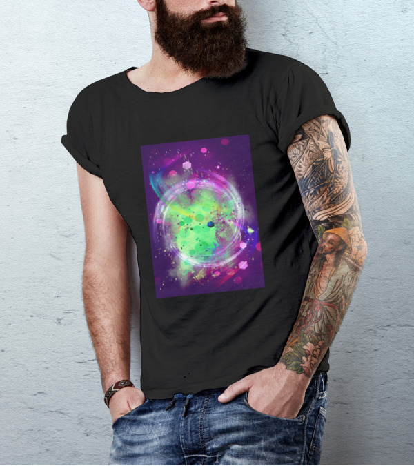 Purple Galaxy Green Shine Cosmic Burst T-Shirt