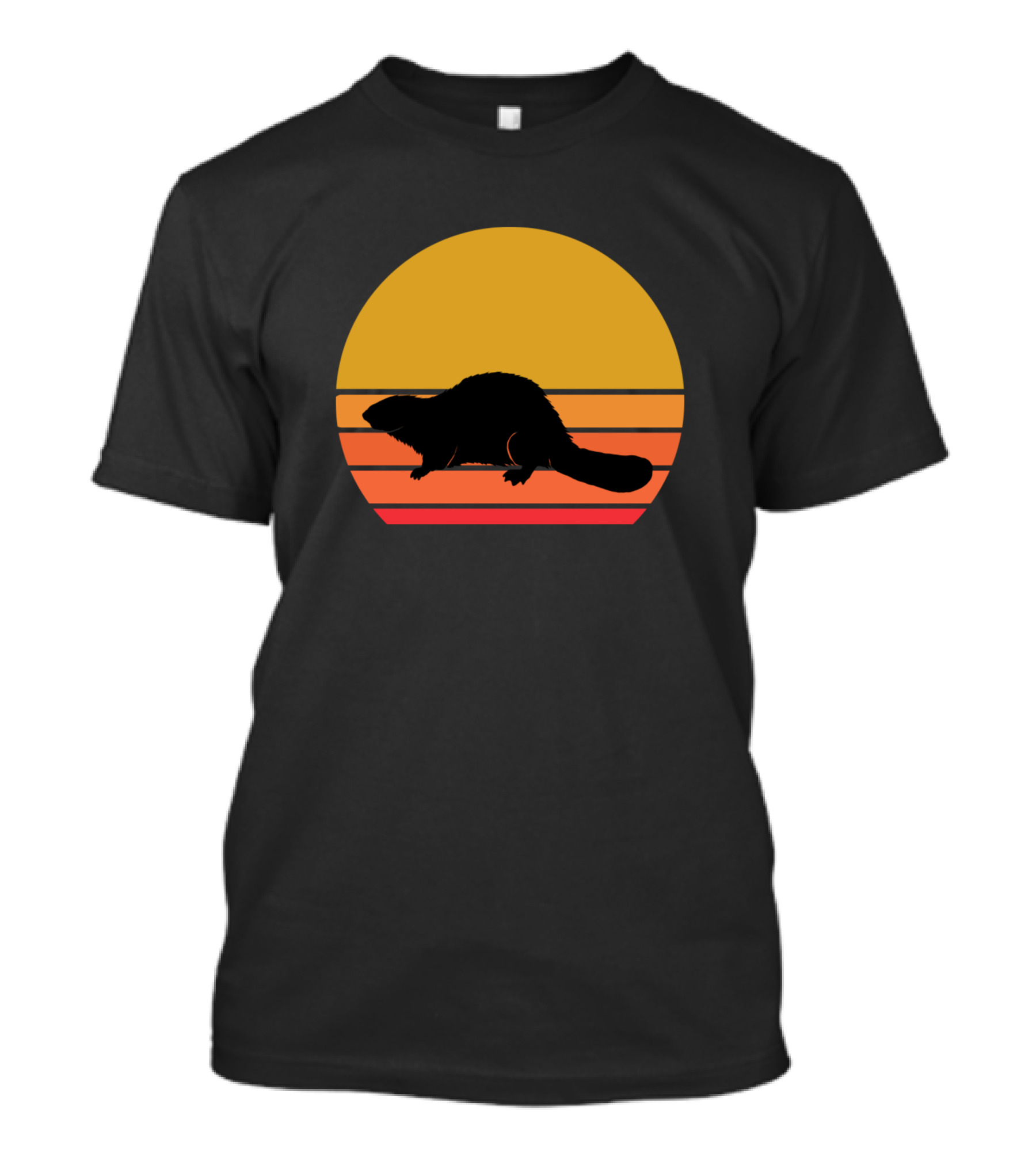 Retro Sun Beaver Silhouette Sunset Vintage T-Shirt