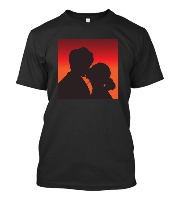 Romantic Kiss Silhouette At Sunset T-Shirt