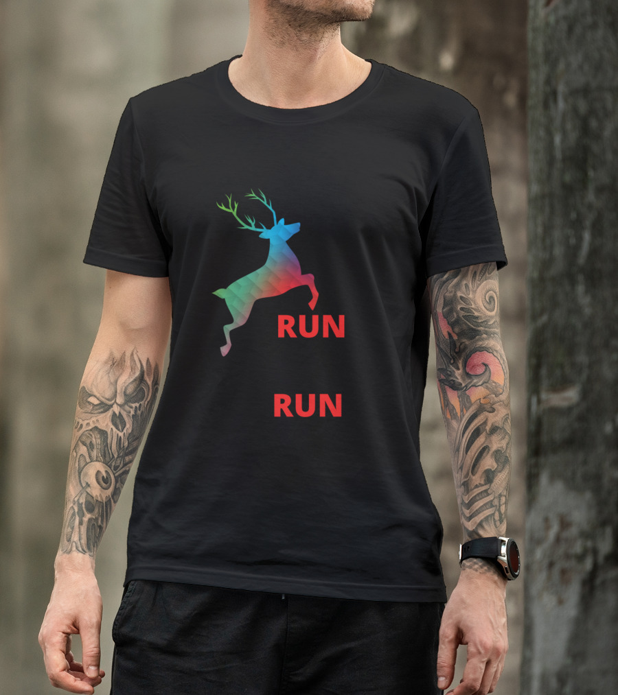 Run Rudolph Run Colorful Reindeer T-Shirt
