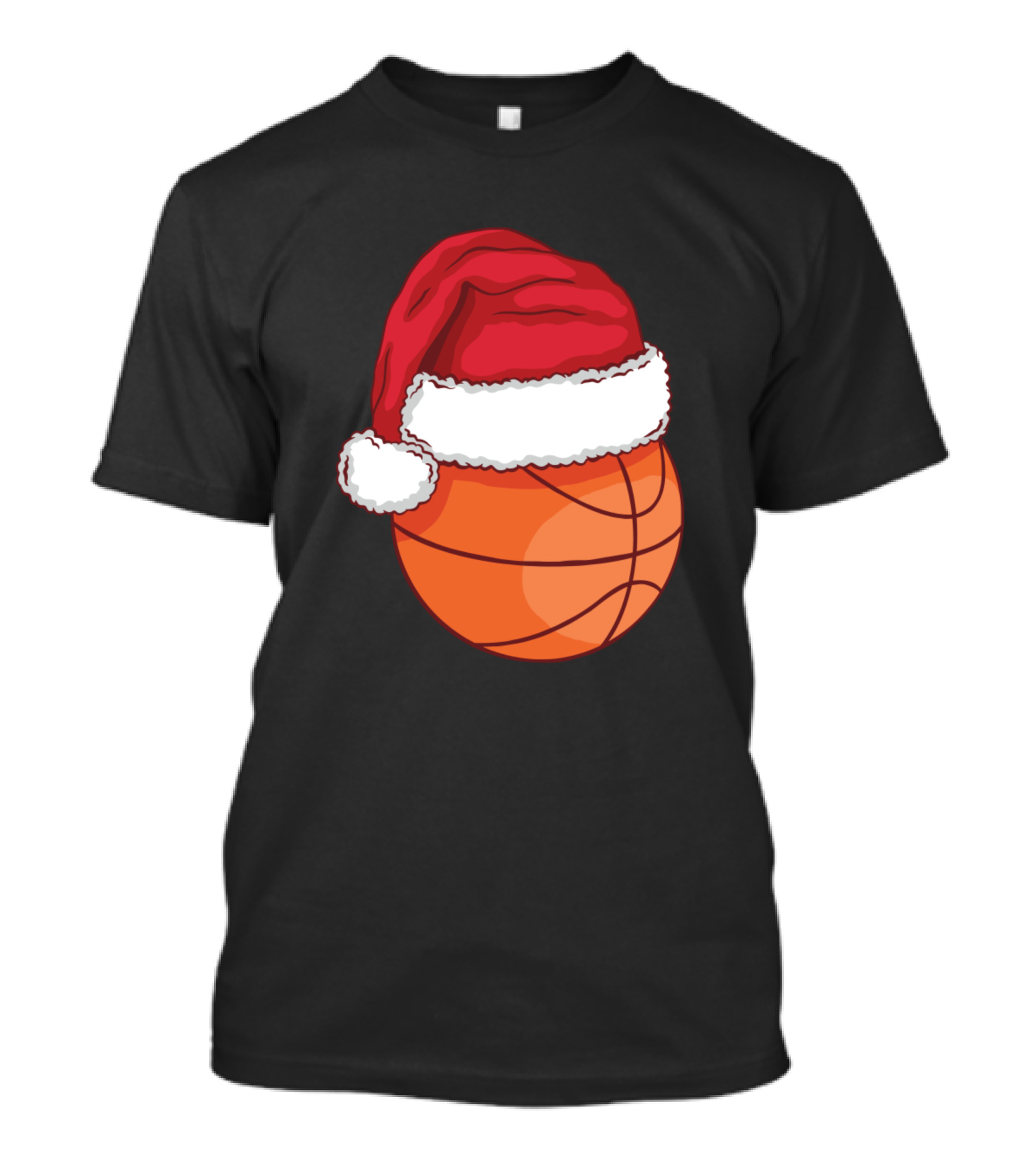 Santa Hat On Basketball T-Shirt
