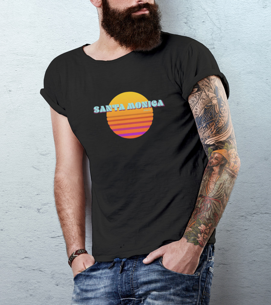 Santa Monica California Retro Sunset T-Shirt