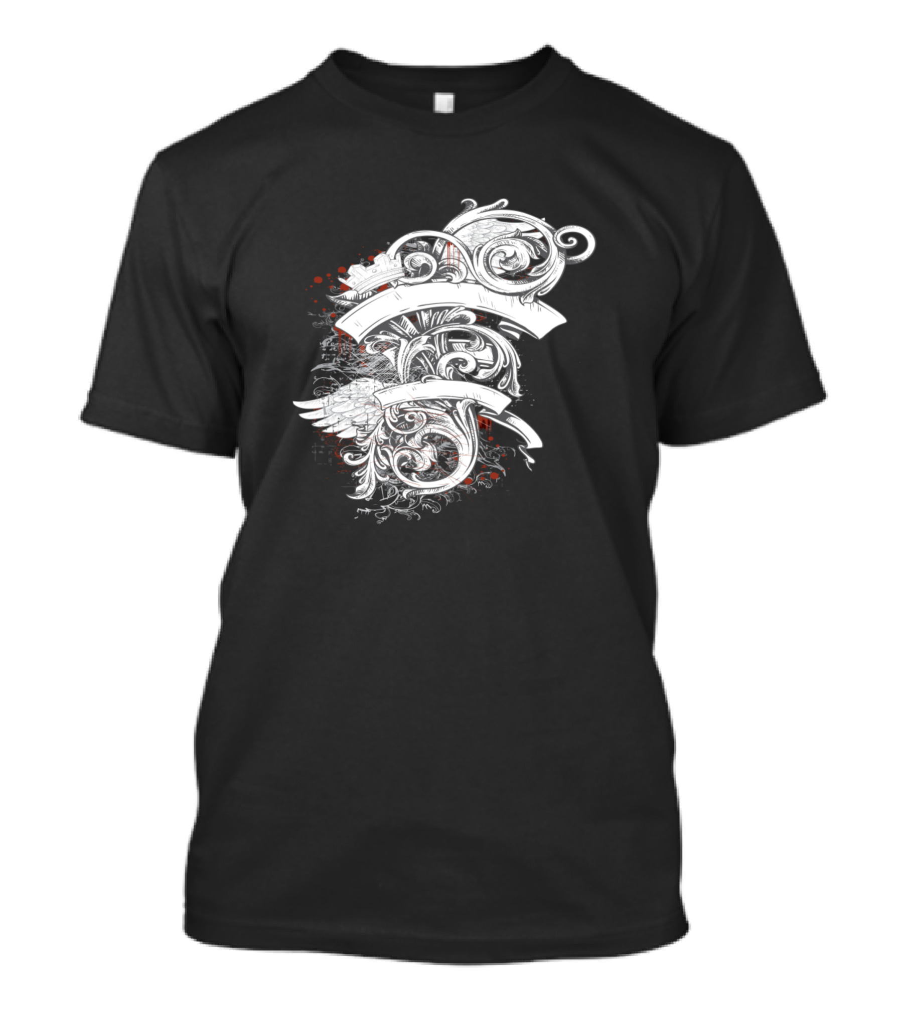 The Badge Ornate Scrollwork And Wings T-Shirt
