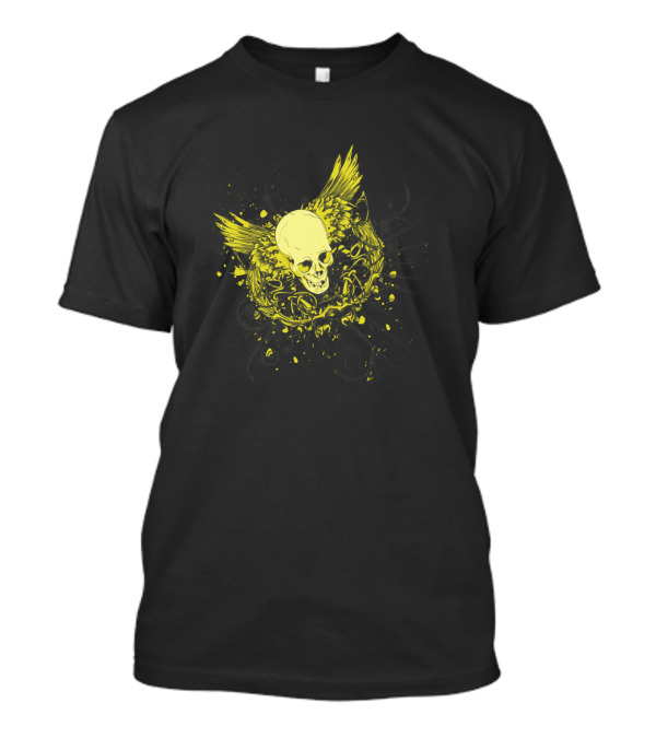 Unicorn Skull Winged Neon Splatter T-Shirt