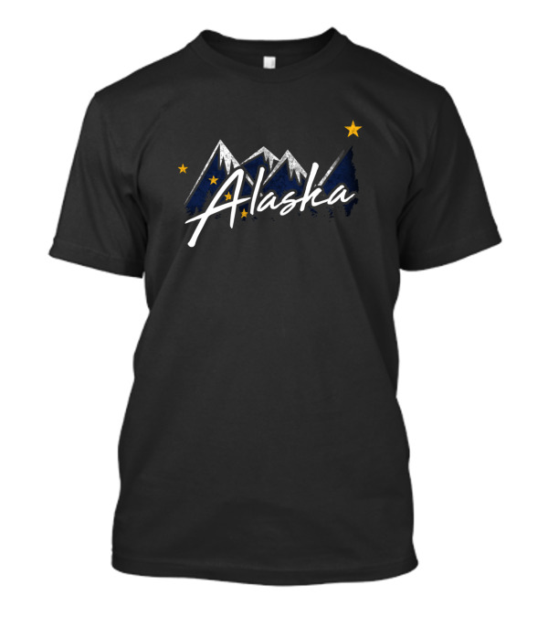 Alaska Flag Distressed Mountains And Stars T-Shirt