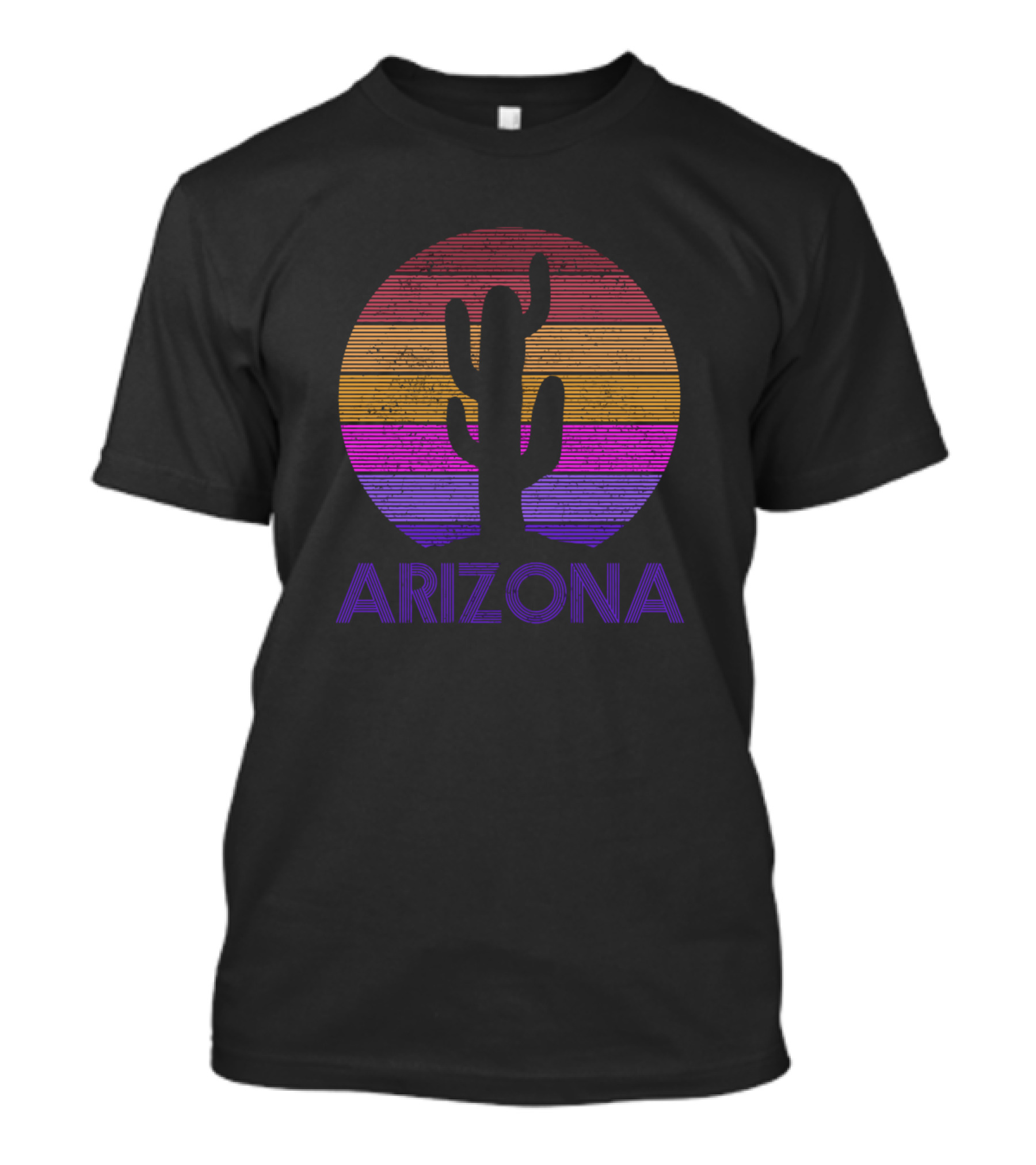 Retro Arizona Cactus Sunset Stripes Vintage T-Shirt