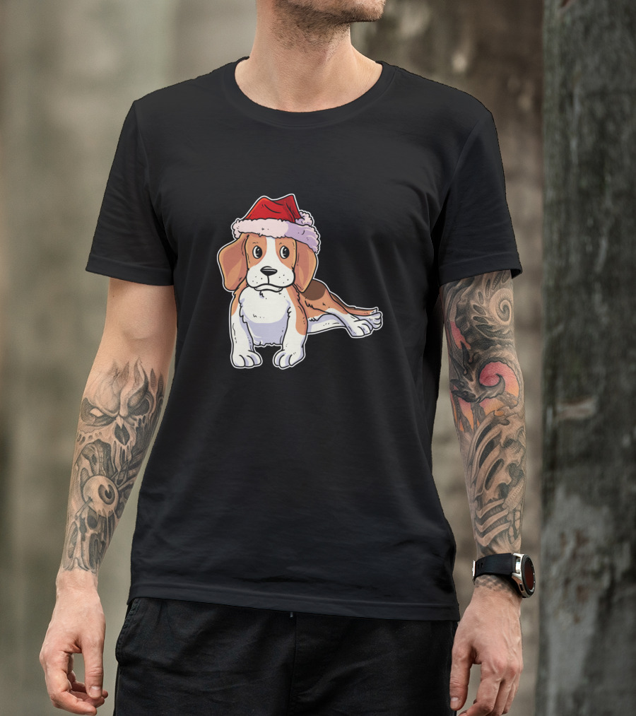 Christmas Beagle Santa Hat Holiday Puppy T-Shirt