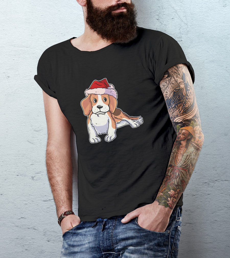 Christmas Beagle Santa Hat Holiday Puppy T-Shirt