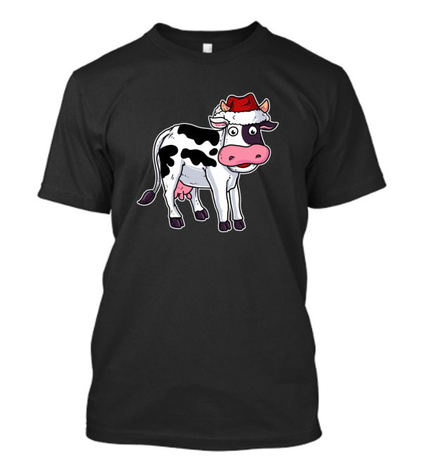 Christmas Cow Santa Hat Holiday Cattle T-Shirt