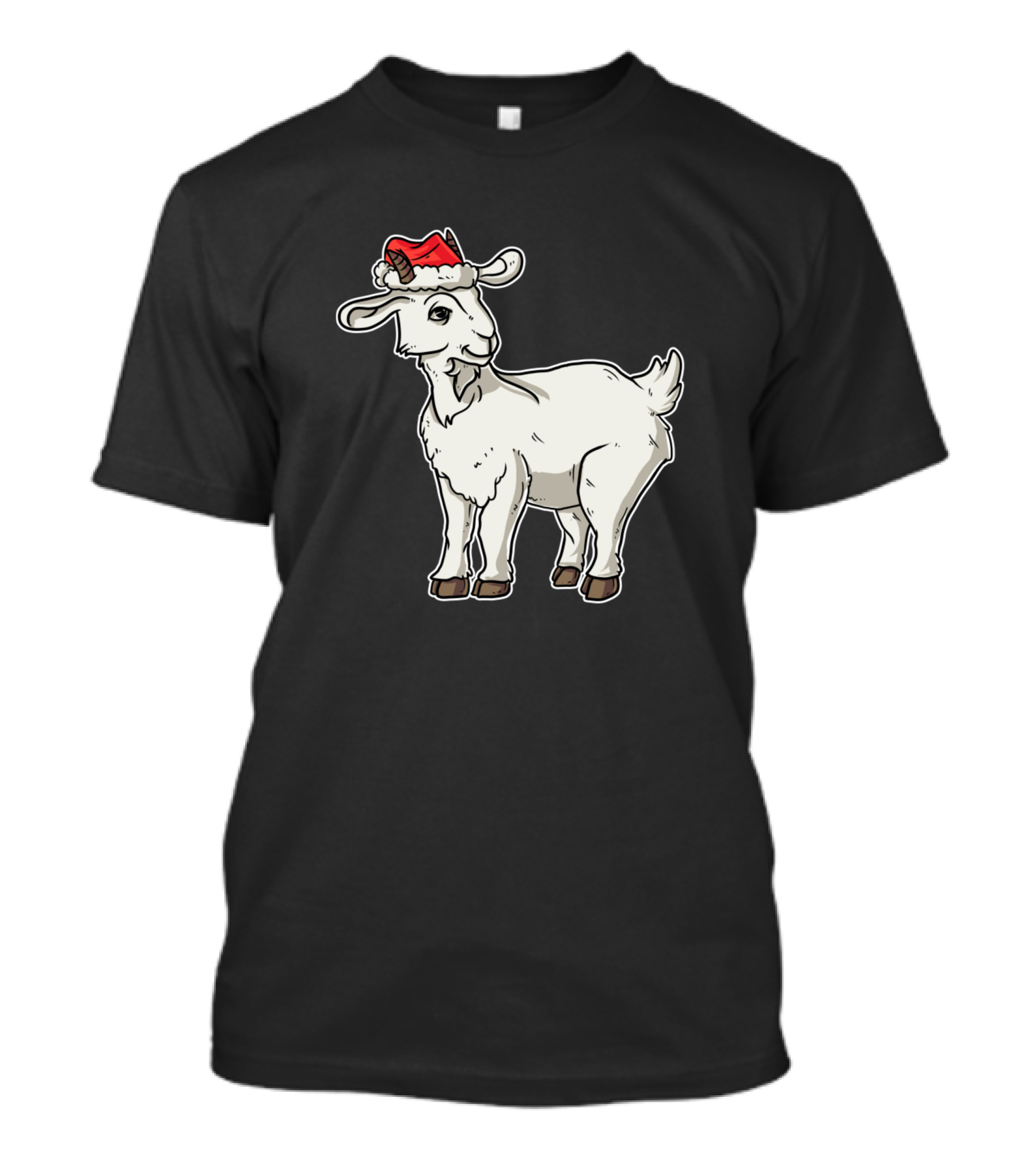 Christmas Goat Wearing Santa Hat T-Shirt