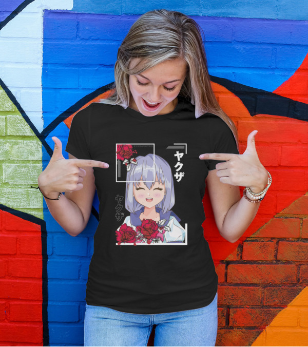 Japanese Urban Yakuza Floral Anime Girl T-Shirt