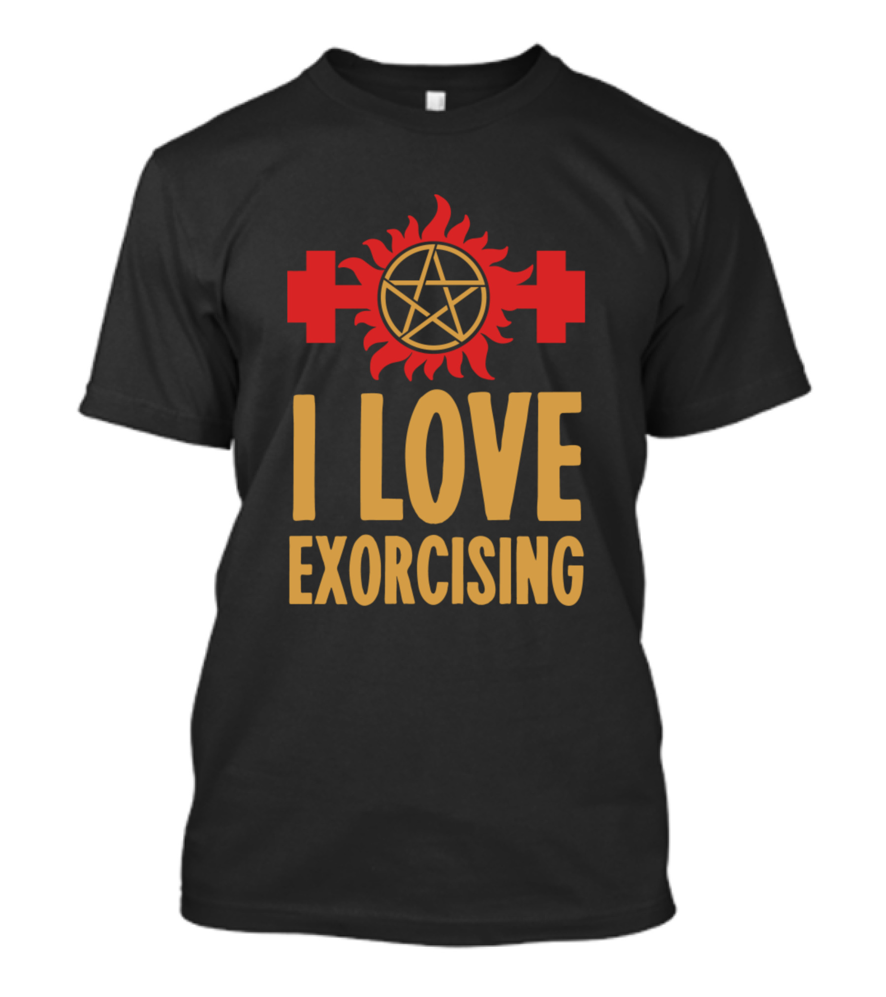 Supernatural I Love Exorcising Pentagram Symbol And Crosses T-Shirt