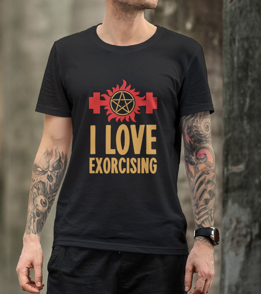Supernatural I Love Exorcising Pentagram Symbol And Crosses T-Shirt