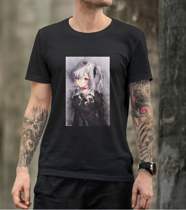 Yozakura Tama Anime Girl With Silver Hair And Red Eyes Watercolor T-Shirt