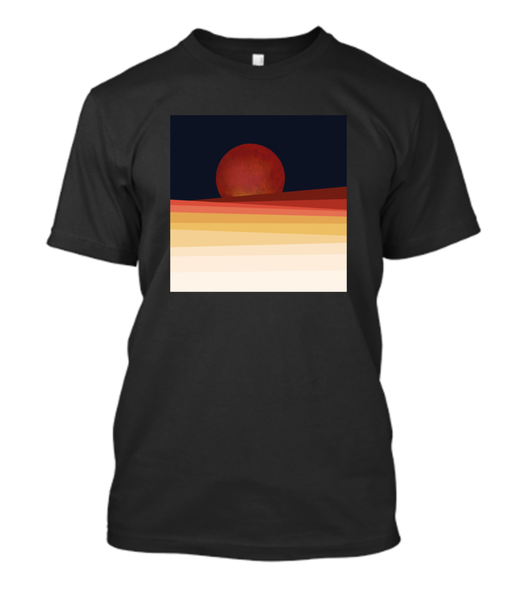 Red Moon Desert Landscape Horizon Sunset T-Shirt