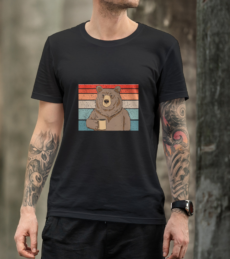 Bear Ich Hasse Morgenmenschen Kaffee Retro Vintage Look T-Shirt