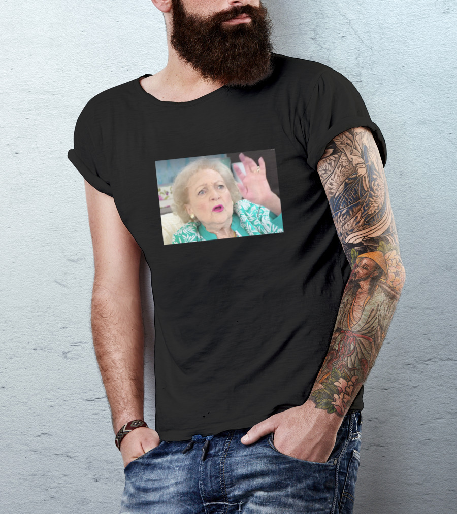 Betty White Vibrant Expression Green And White T-Shirt