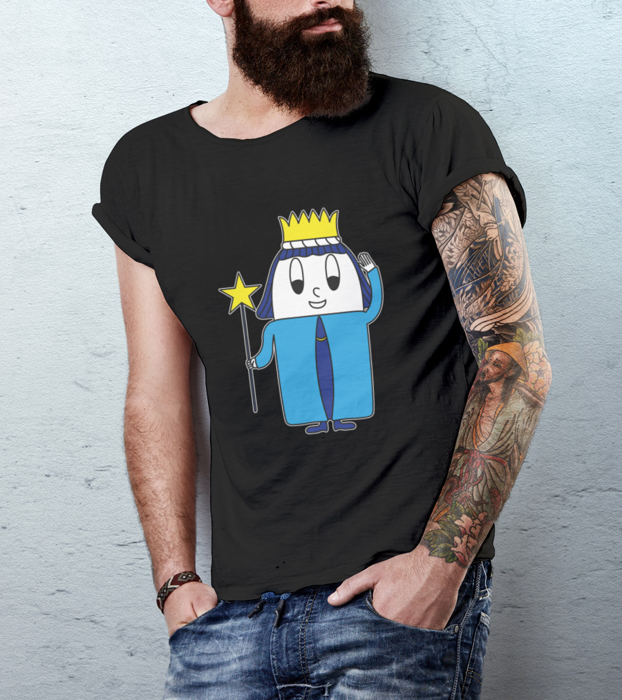 Carol Singer Carrier Egg Waving Star King Character T-Shirt