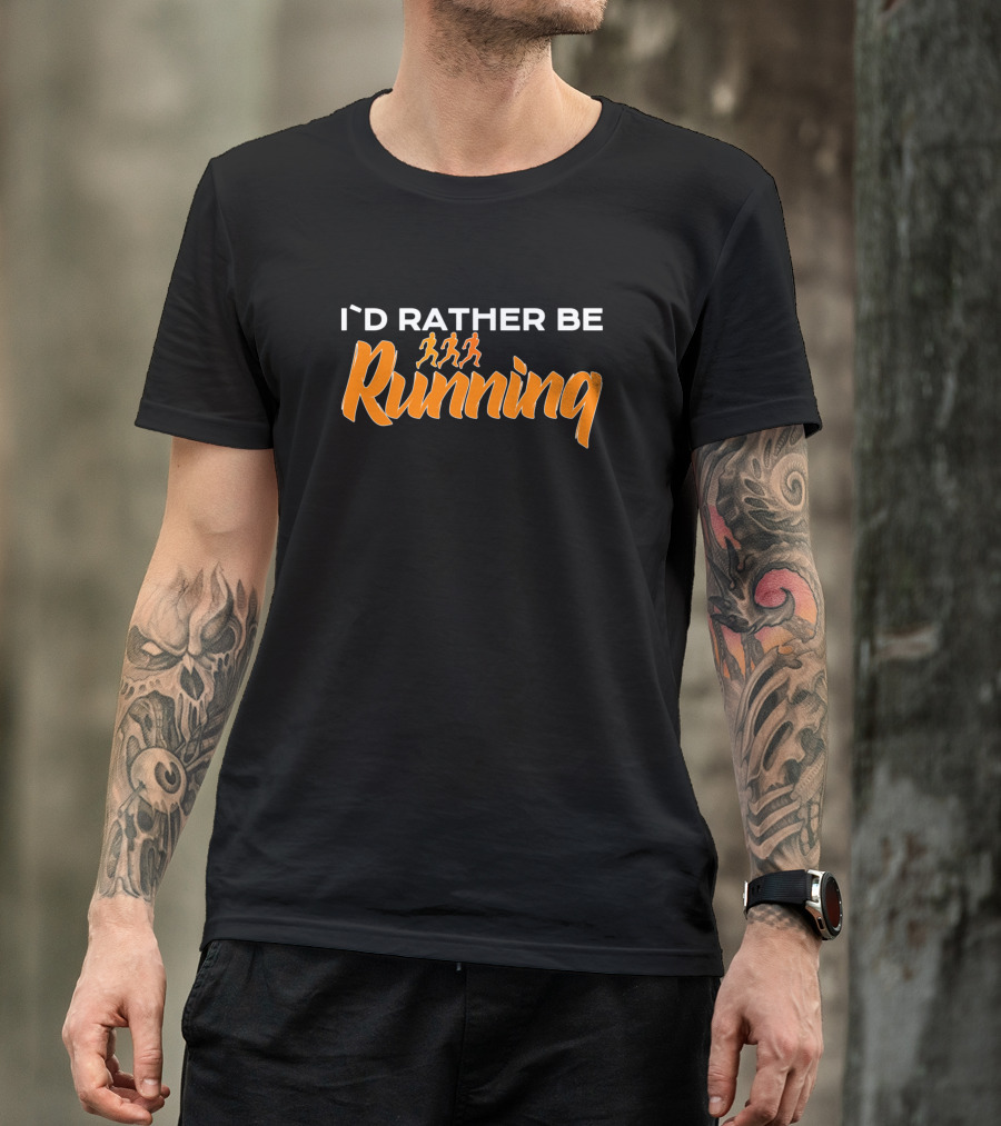 I'D Rather Be Running With Orange Runner Icons T-Shirt