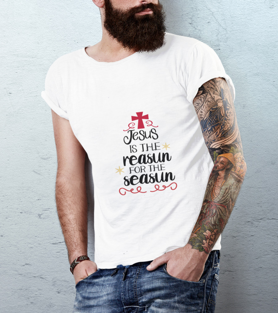 Jesus Is The Reasun For The Seasun With Red Cross And Stars T-Shirt