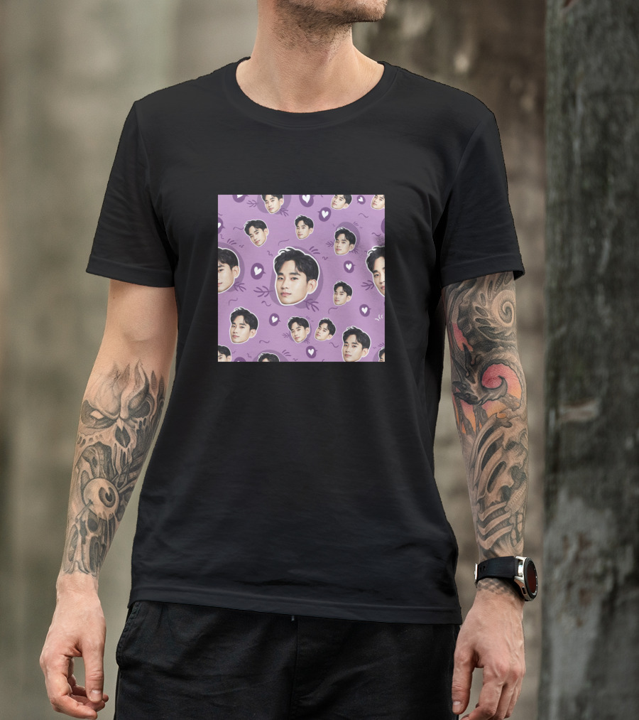 Kim Soo Hyun It's Okay To Not Be Okay Heart Pattern Face Repeats T-Shirt