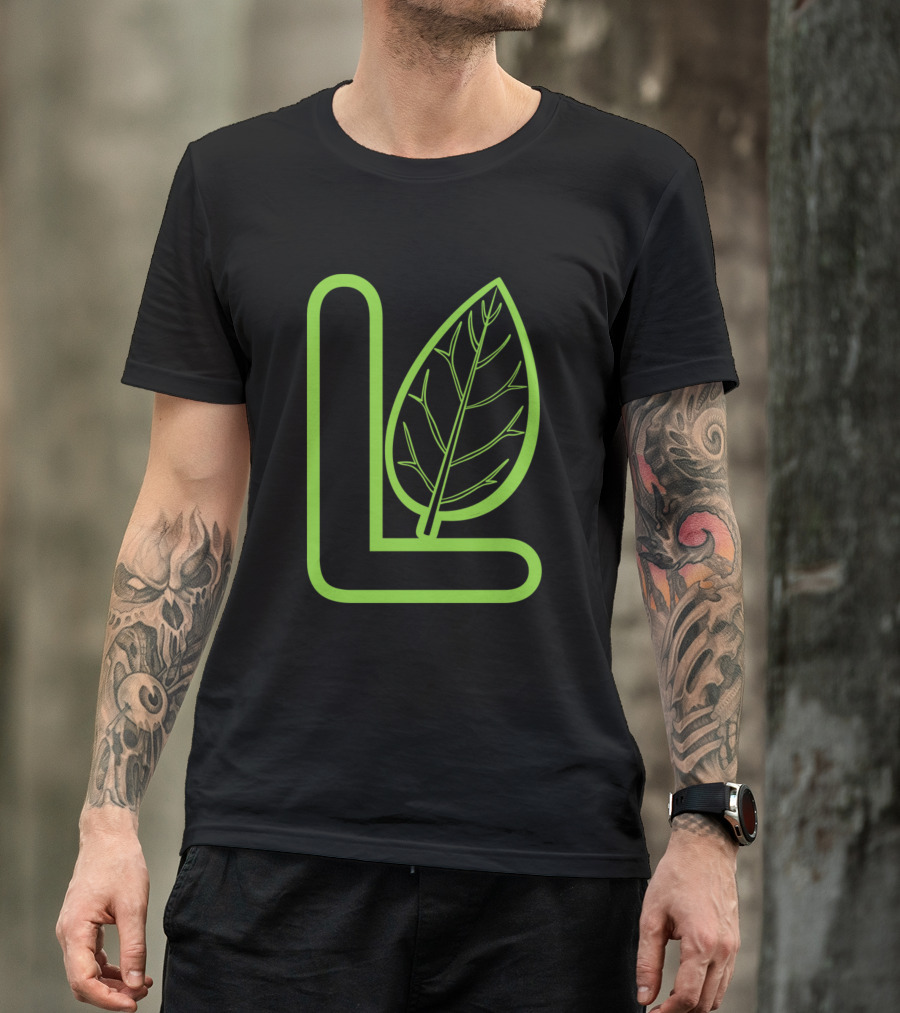 L Is For Leaf Green Letter L With Leaf Outline T-Shirt