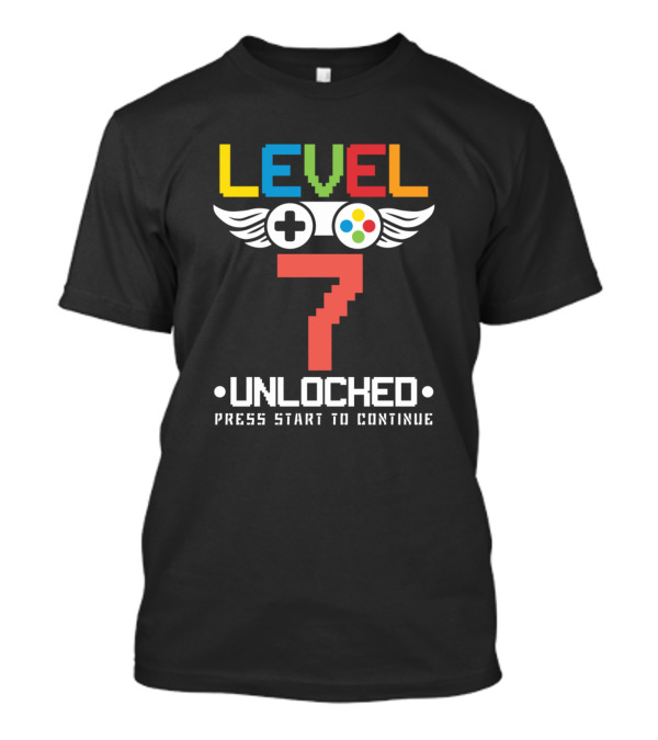Level 7 Unlocked Video Games Lover Birthday Press Start To Continue T-Shirt