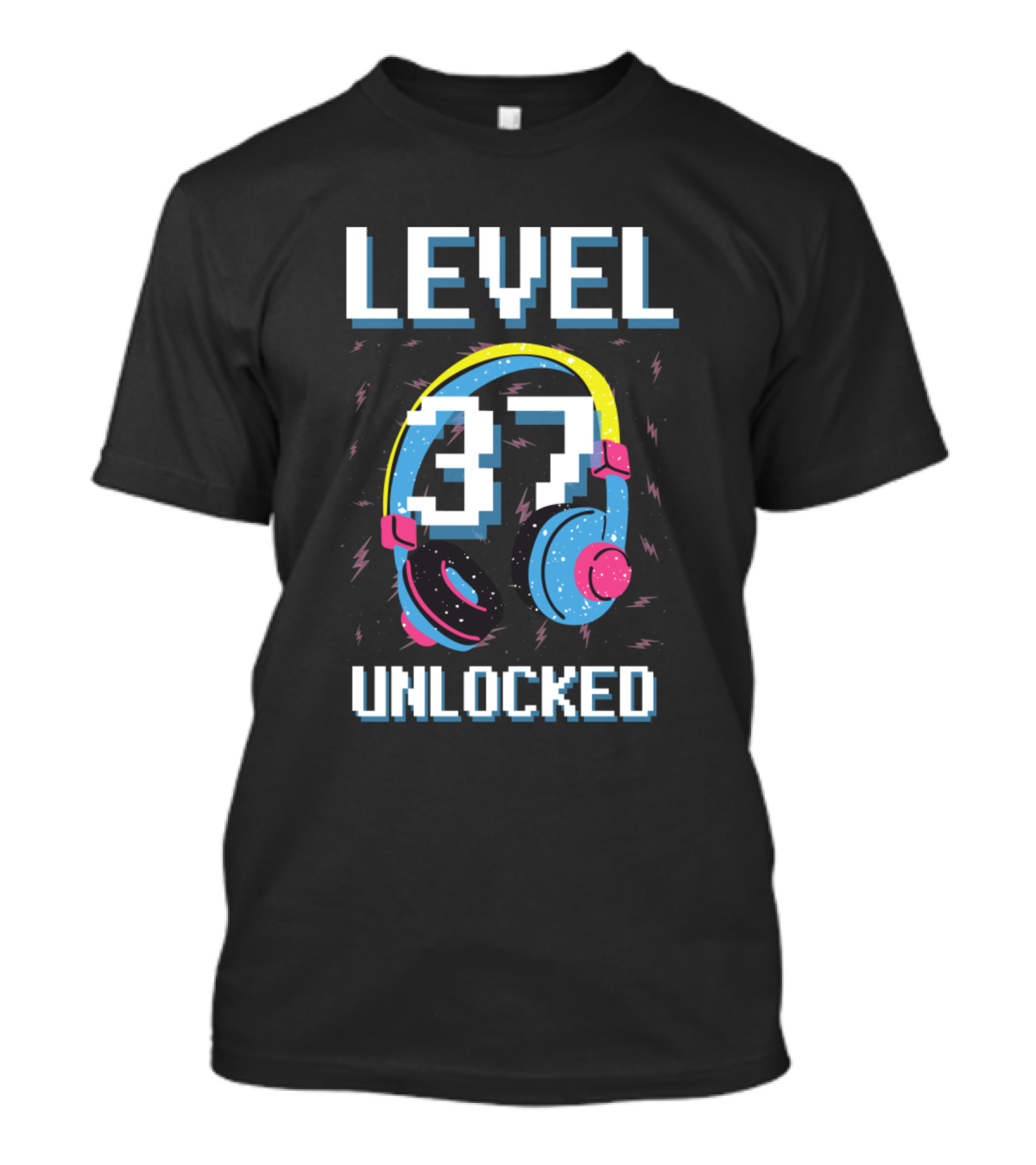 Level 37 Unlocked Gaming Birthday Headset T-Shirt