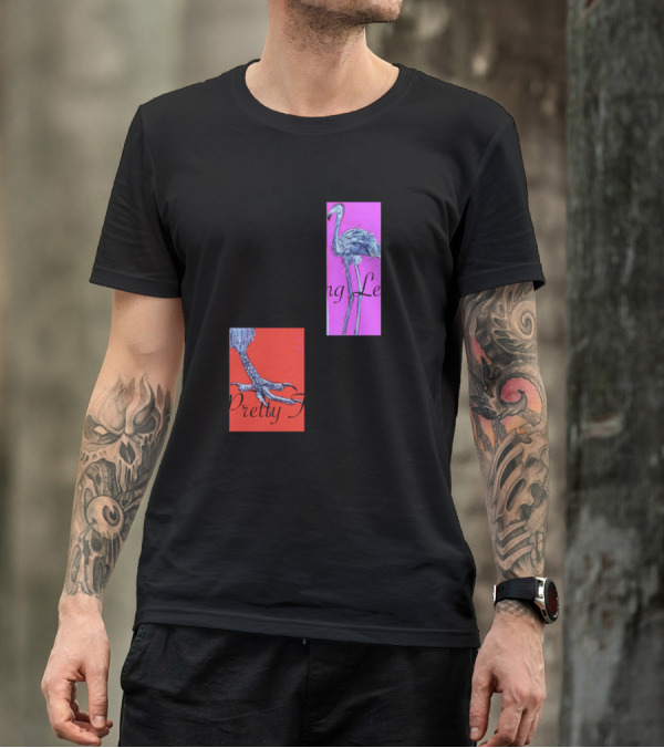 Long Legs Pretty Toes Flamingo On Red And Pink Backgrounds T-Shirt