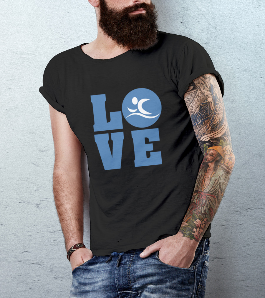 Love Swimming Symbol Blue Wave T-Shirt