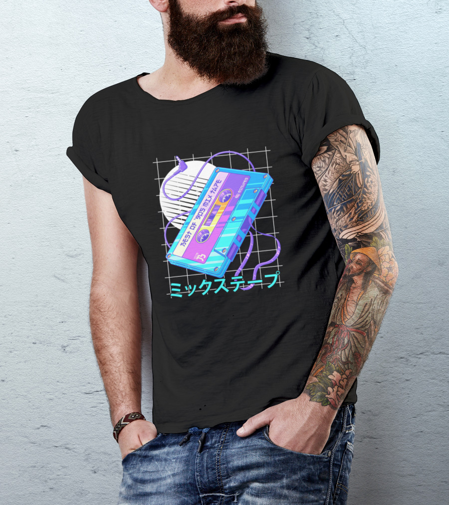 Mixtape 90s Japanese Otaku Vaporwave Aesthetic Retro Cassette T-Shirt