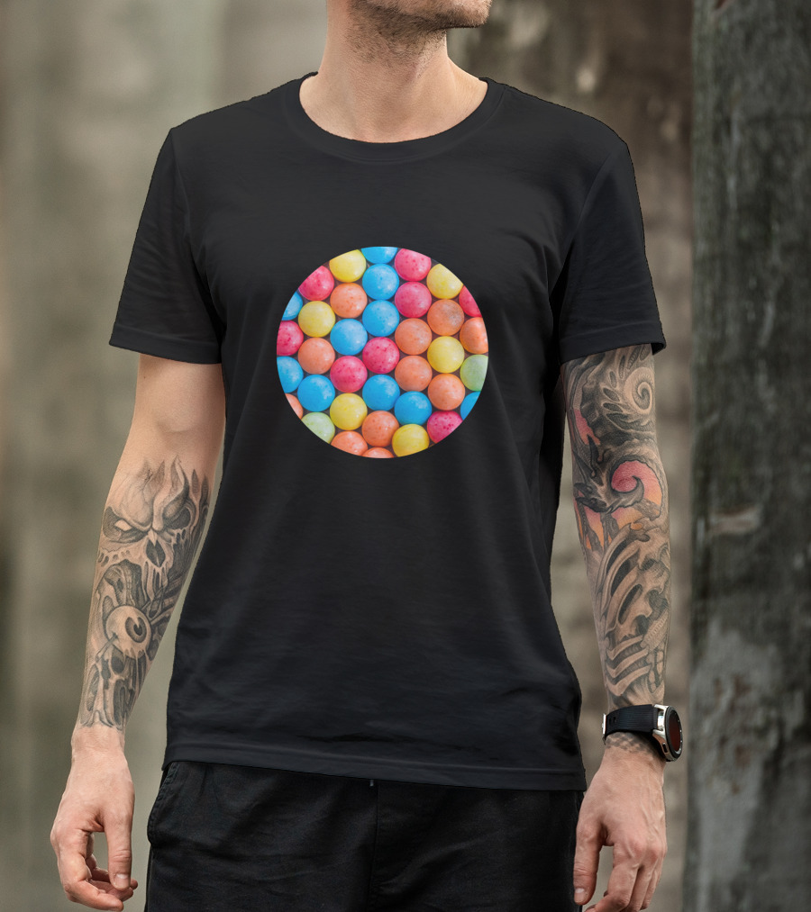 Multicolored Sweet And Sour Candy Sugar Tarts Bright Bubble T-Shirt