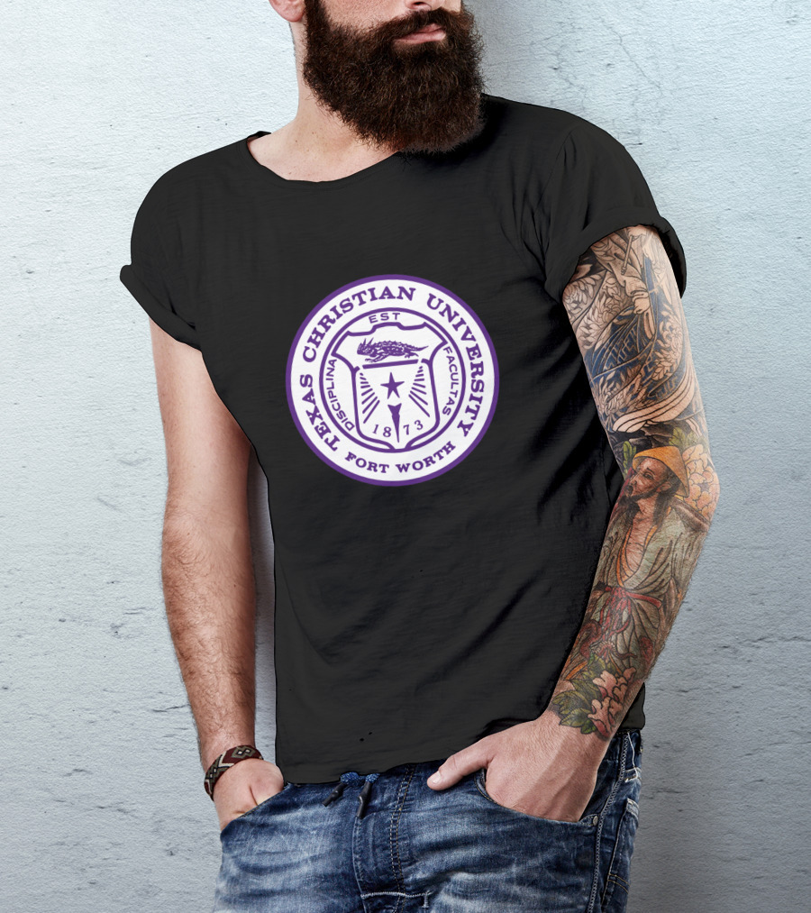 Texas Christian University Fort Worth Est 1873 Disciplinis Facultas Crest T-Shirt