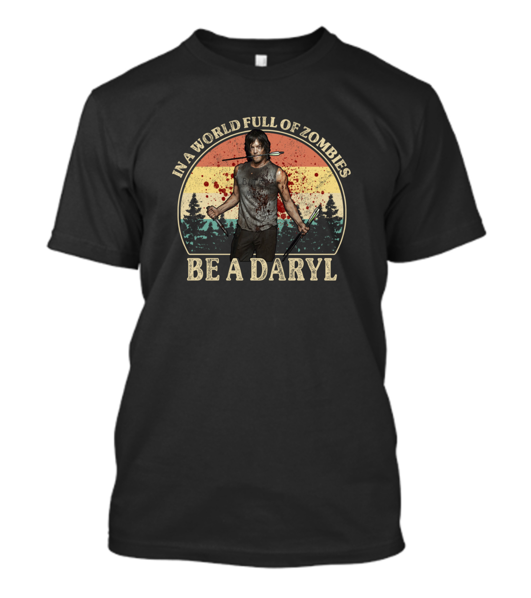 In A World Full Of Zombies Be A Daryl Vintage Sunset Warrior T-Shirt