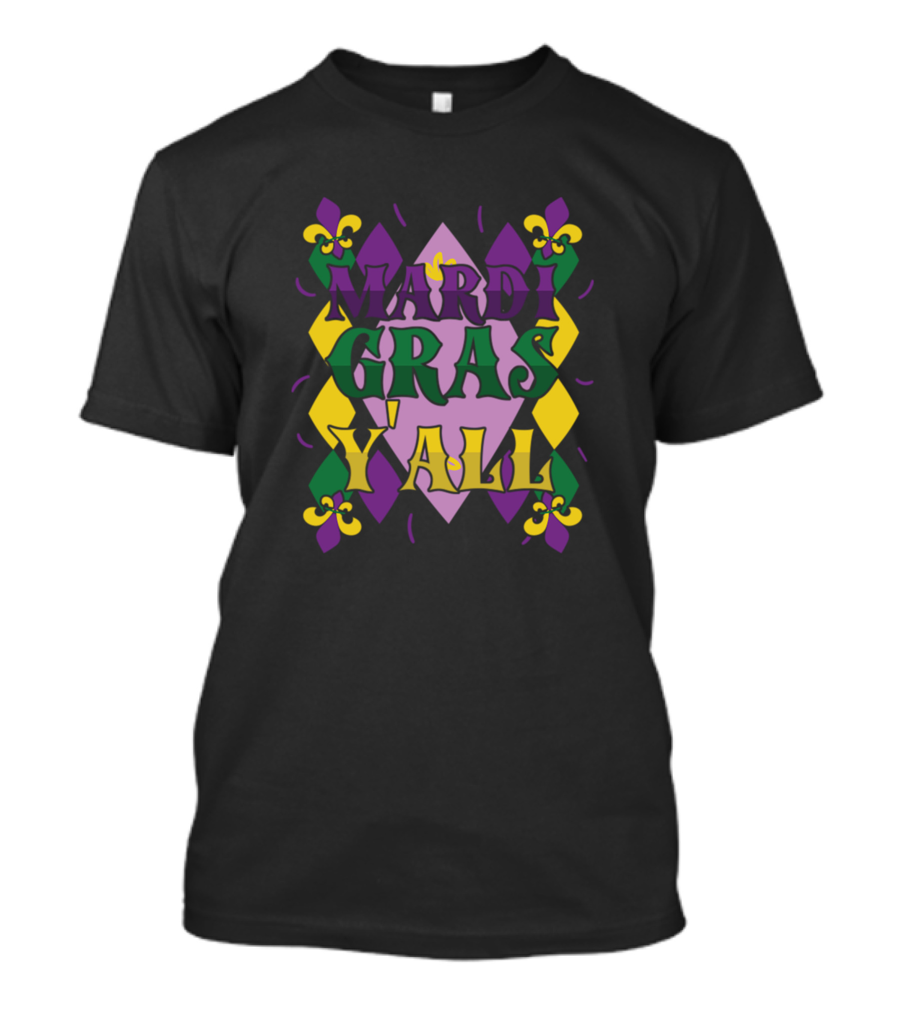 Mardi Gras Y'all Carnival Street Party Fleur-de-Lis T-Shirt
