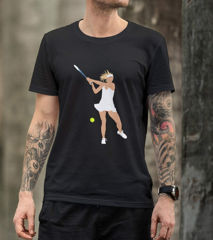 Maria Sharapova Tennis Silhouette In Action T-Shirt