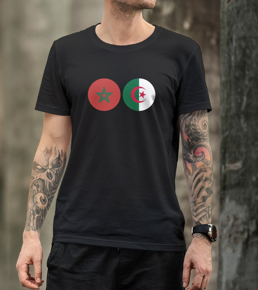 Morocco Algeria Flags Emblem T-Shirt