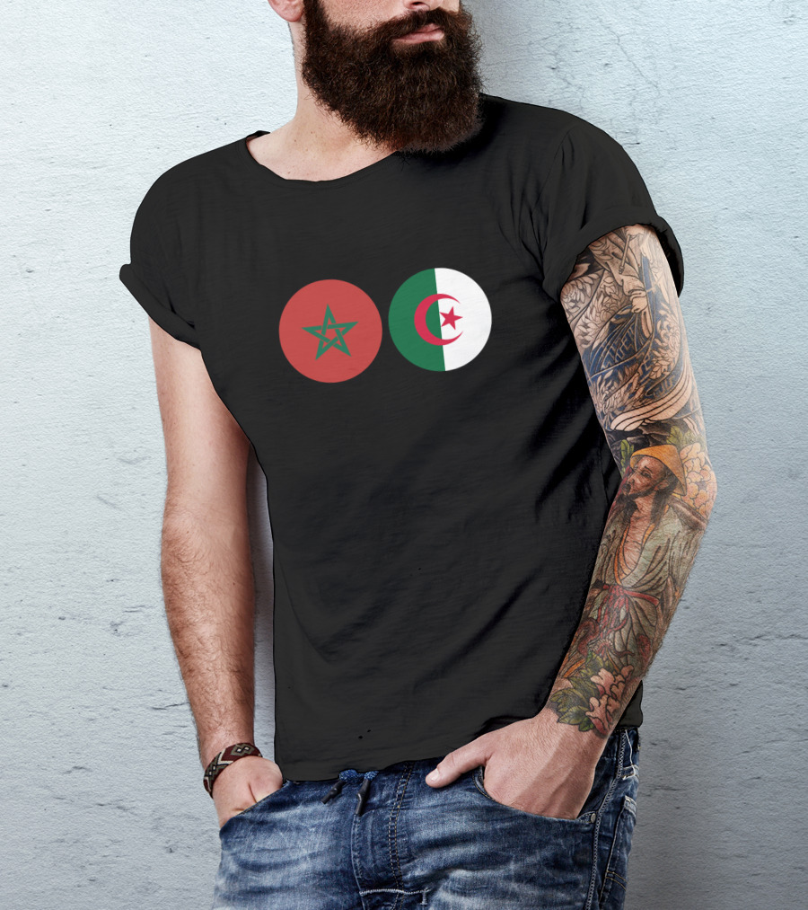 Morocco Algeria Flags Emblem T-Shirt