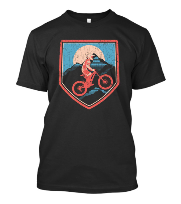 Mountain Bike Riding Over Scenic Moonlit Mountains T-Shirt
