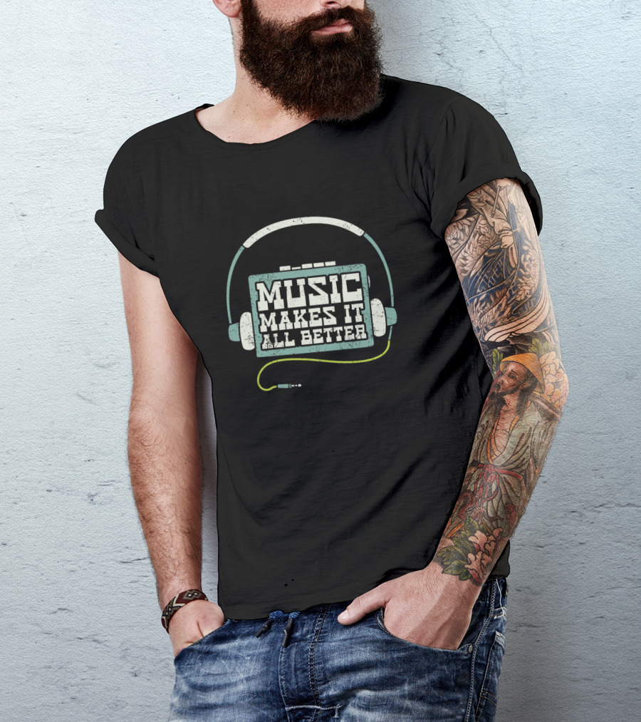 Music Makes It All Better Headphones Amplifier Canvas T-Shirt