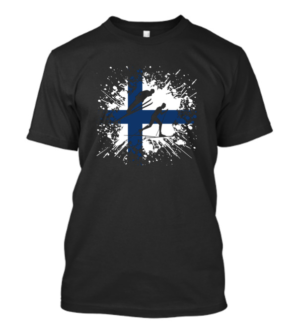 Nordic Combined Finland Flag Ski Jumping Cross-Country Splash T-Shirt
