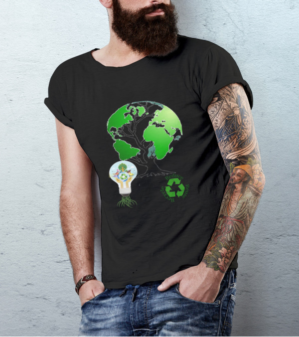 Recycle Reduce Reuse Earth Tree Light Bulb T-Shirt