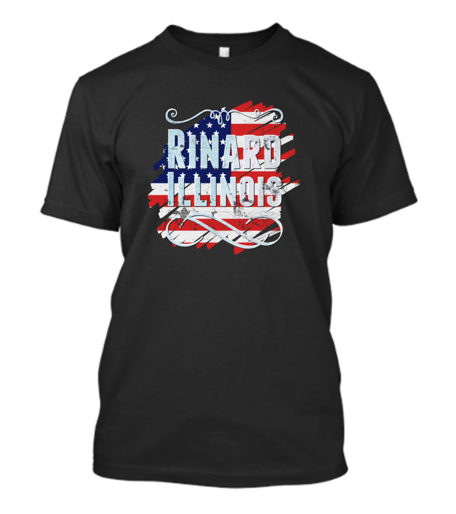 Rinard Illinois American Flag Background T-Shirt