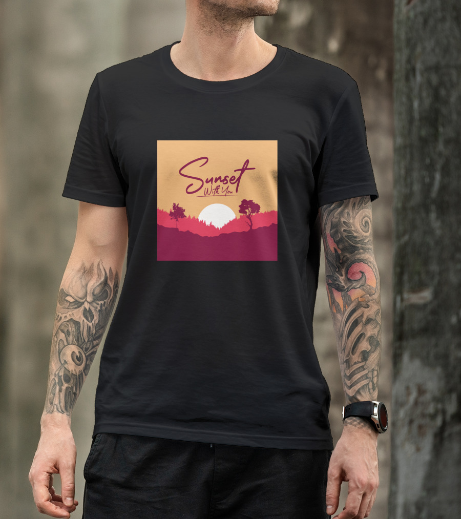 Sunset With You Orange Red Horizon Scene T-Shirt