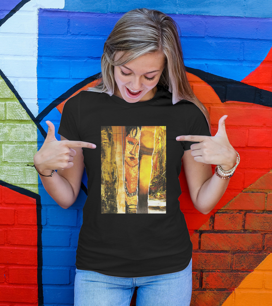 Tarnished Gold Collage With Abstract Face And Textured Layers T-Shirt