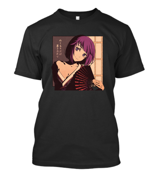 Tsukimono Japanese Anime Character With Fan And Text T-Shirt