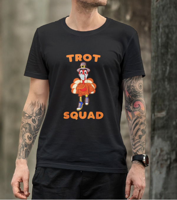 Trot Squad Turkey Mask Funny Thanksgiving Day Run T-Shirt