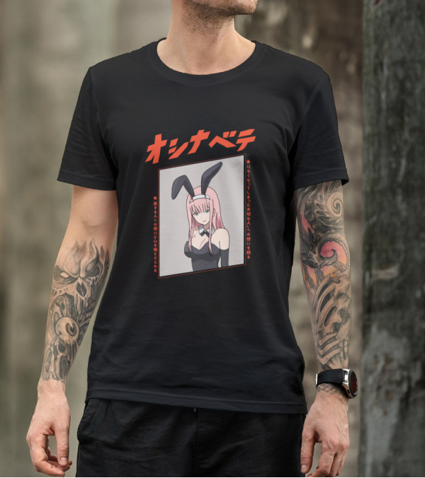Zero Two Darling Girl Bunny Outfit Manga Style Japanese Text T-Shirt