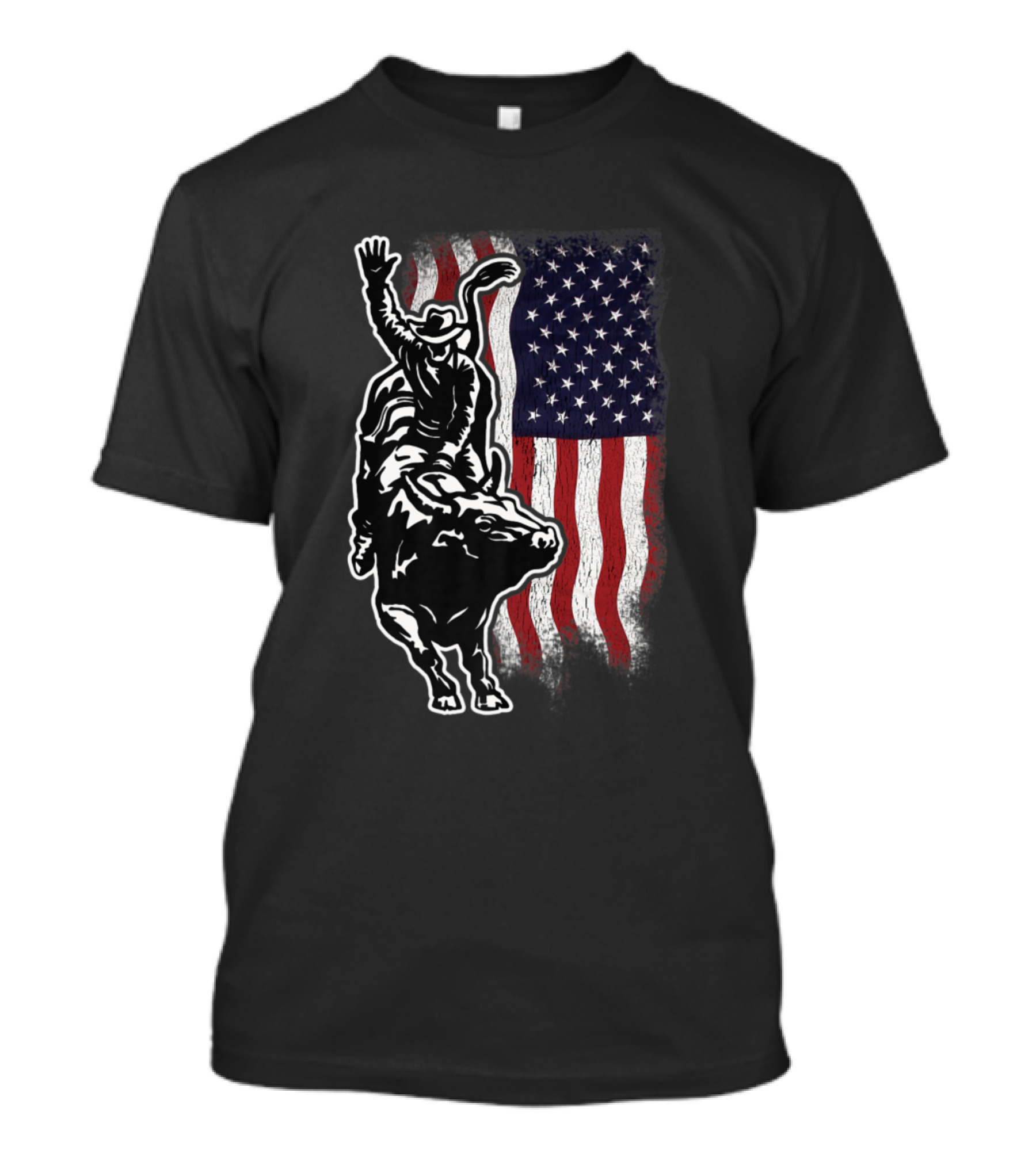 American Flag Bull Riding Cowboy 4th Of July Patriotic T-Shirt
